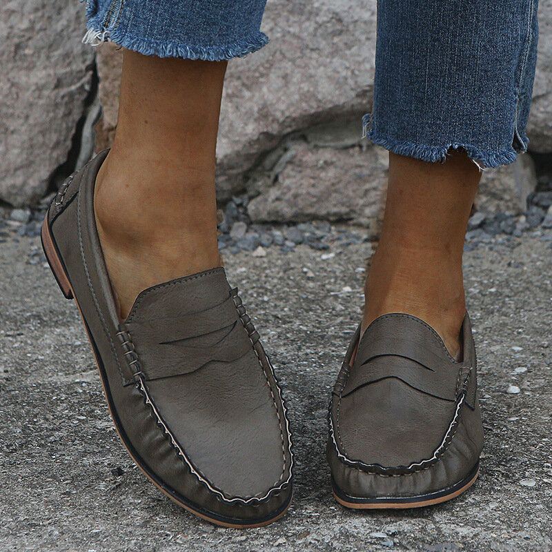 Dames Grote Maat Comfy Soild Slip On Casual Flats Loafers