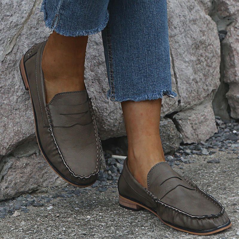 Dames Grote Maat Comfy Soild Slip On Casual Flats Loafers