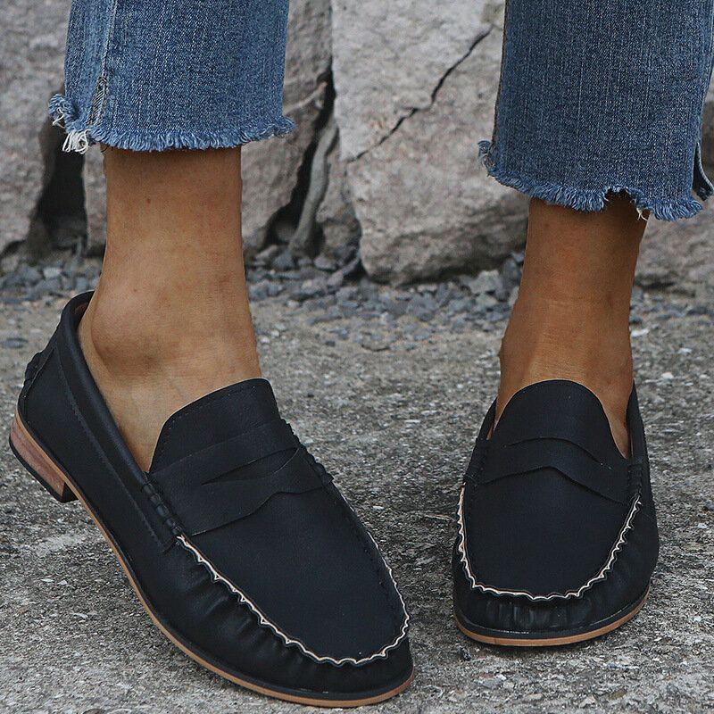 Dames Grote Maat Comfy Soild Slip On Casual Flats Loafers