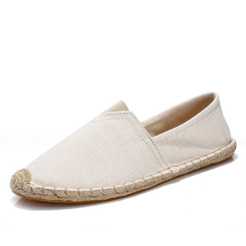 Dames Grote Maat Effen Kleur Slip-on Espadrilles Visser Platte Schoenen