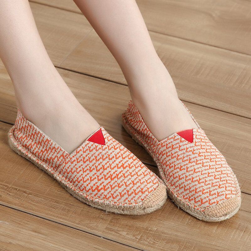 Dames Grote Maat Effen Kleur Slip-on Espadrilles Visser Platte Schoenen