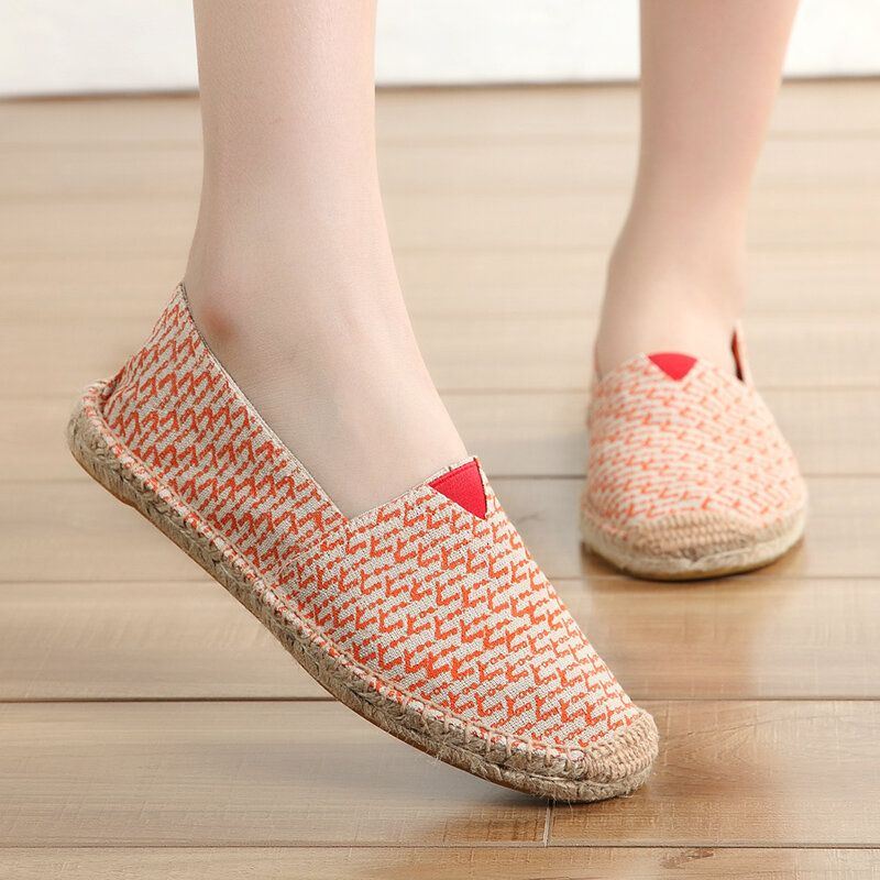 Dames Grote Maat Effen Kleur Slip-on Espadrilles Visser Platte Schoenen