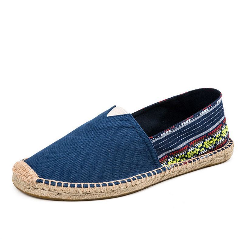 Dames Grote Maat Etnische Stijl Linnen Slip-on Espadrille Vissersschoenen