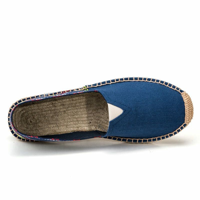 Dames Grote Maat Etnische Stijl Linnen Slip-on Espadrille Vissersschoenen