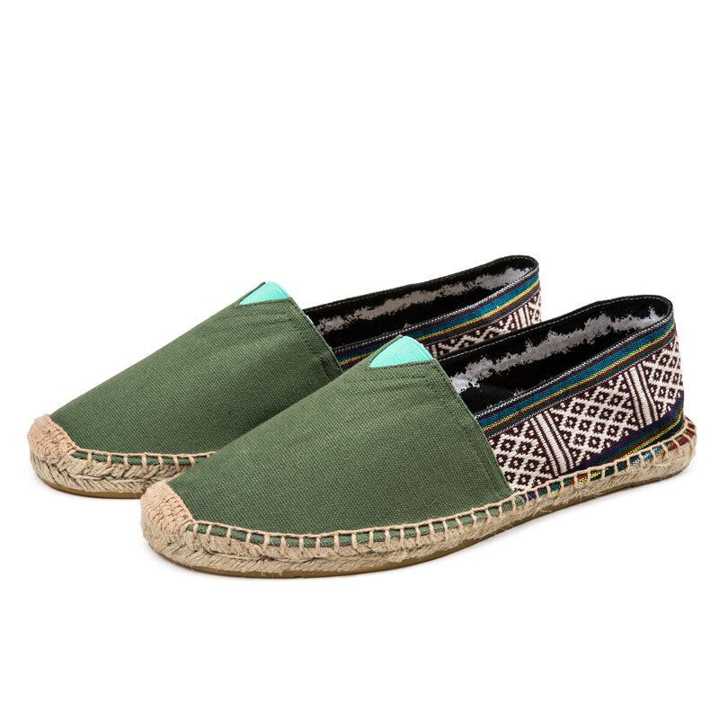 Dames Grote Maat Etnische Stijl Linnen Slip-on Espadrille Vissersschoenen