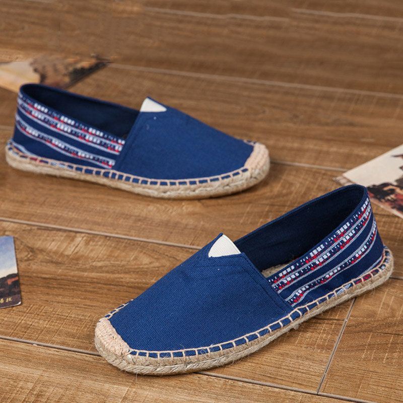 Dames Grote Maat Etnische Stijl Linnen Slip-on Espadrille Vissersschoenen