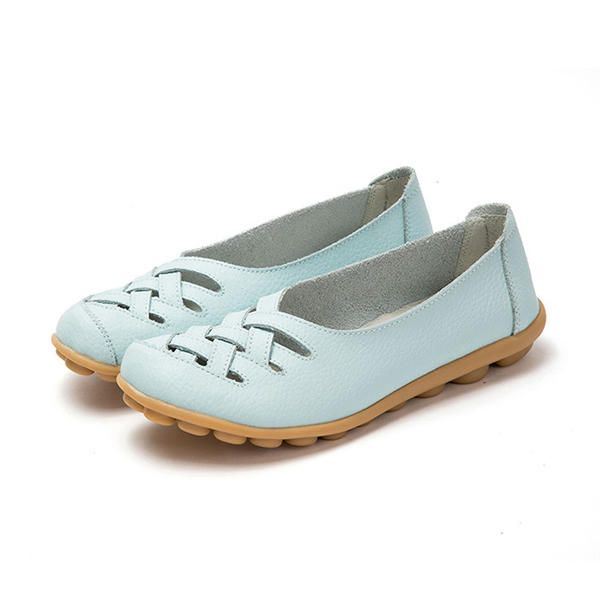 Dames Grote Maat Kleurrijke Slip On Hollow Out Ronde Neus Platte Loafer