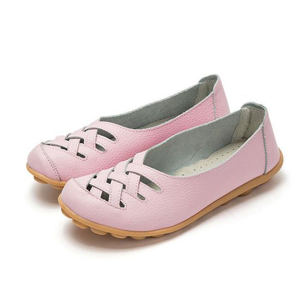 Dames Grote Maat Kleurrijke Slip On Hollow Out Ronde Neus Platte Loafer