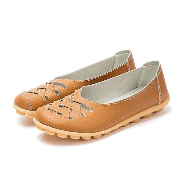 Dames Grote Maat Kleurrijke Slip On Hollow Out Ronde Neus Platte Loafer