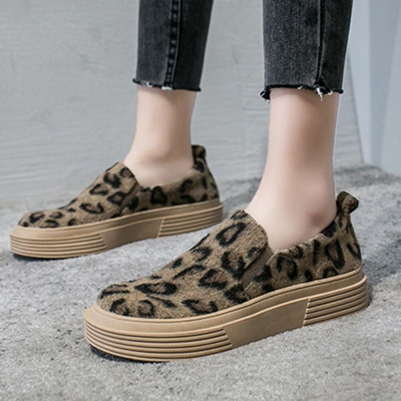 Dames Grote Maat Leopard Suede Antislip Comfy Casual Flats