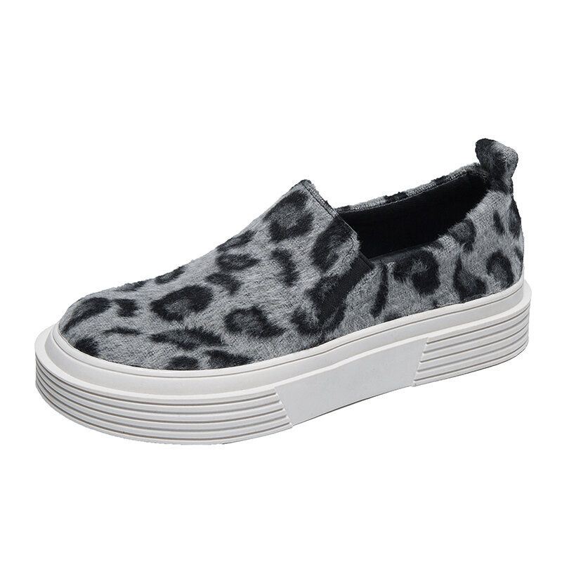 Dames Grote Maat Leopard Suede Antislip Comfy Casual Flats