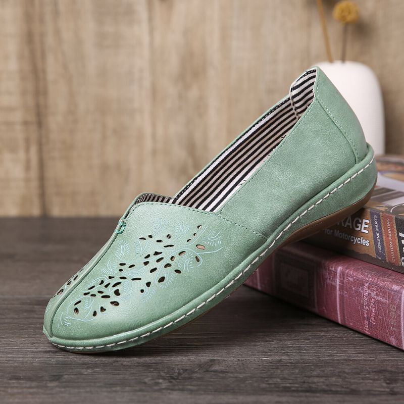 Dames Hand Stricing Hollow Comfy Retro Casual Slip On Flats