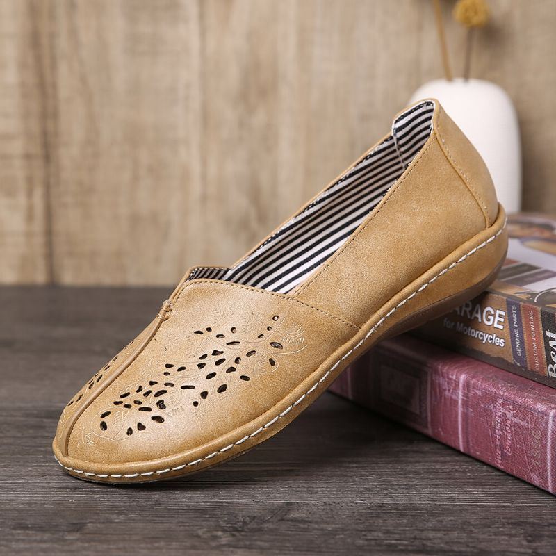 Dames Hand Stricing Hollow Comfy Retro Casual Slip On Flats