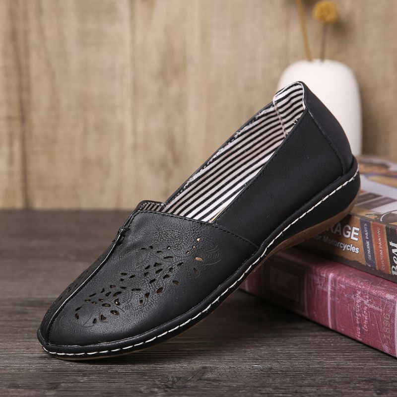 Dames Hand Stricing Hollow Comfy Retro Casual Slip On Flats