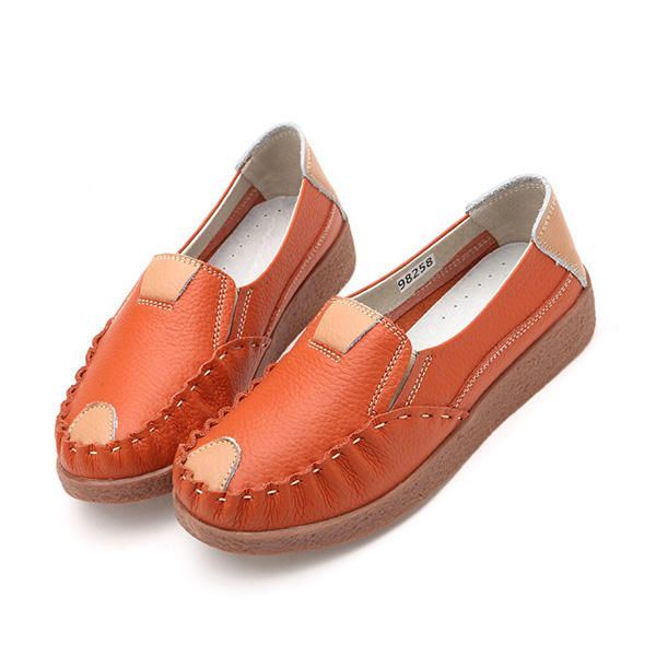 Dames Herfst Flats Zachte Sloe Ronde Neus Schoenen Kleur Bijpassende Platte Loafers