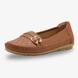 Dames Hollow Buckle Slip On Soft Ademende Casual Flats