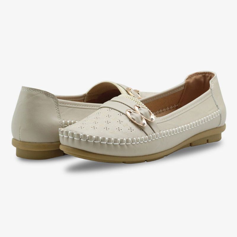 Dames Hollow Buckle Slip On Soft Ademende Casual Flats