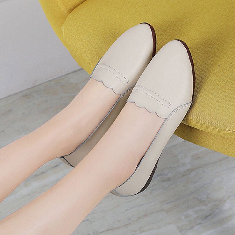 Dames Lace Trim Comfy Soft Sole Casual Slip On Flats Loafers