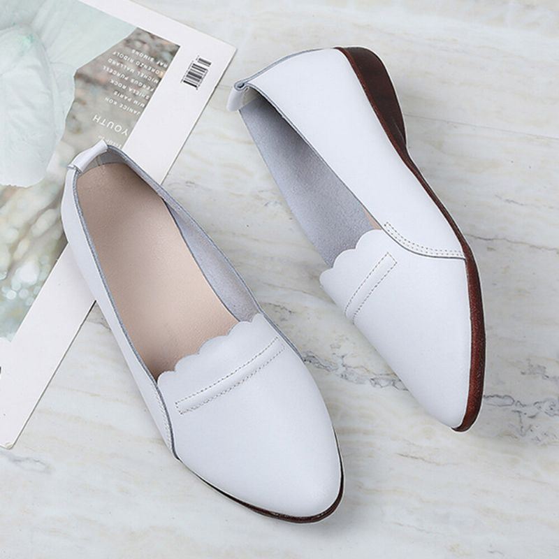 Dames Lace Trim Comfy Soft Sole Casual Slip On Flats Loafers