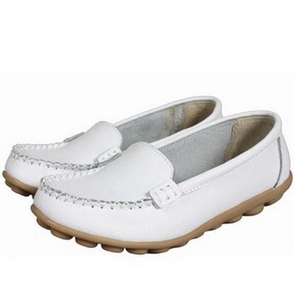 Dames Lederen Slip-on Anti-slip Ballet Flats Casual Schoenen