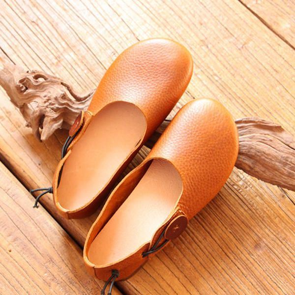 Dames Leren Casual Outdoor Soft Slip On Flat Loafer Shoes