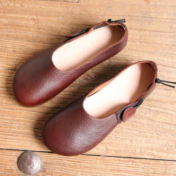 Dames Leren Casual Outdoor Soft Slip On Flat Loafer Shoes