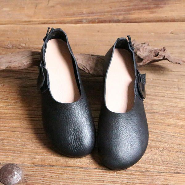 Dames Leren Casual Outdoor Soft Slip On Flat Loafer Shoes