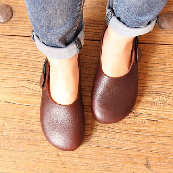 Dames Leren Casual Outdoor Soft Slip On Flat Loafer Shoes