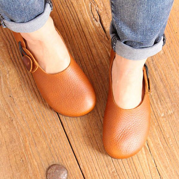 Dames Leren Casual Outdoor Soft Slip On Flat Loafer Shoes