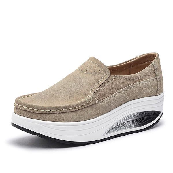 Dames Leren Rocker Sole Casual Loafers