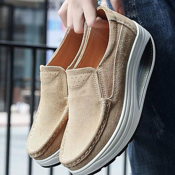 Dames Leren Rocker Sole Casual Loafers