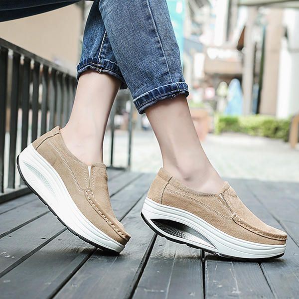 Dames Leren Rocker Sole Casual Loafers