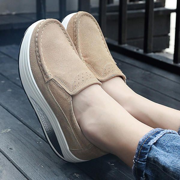 Dames Leren Rocker Sole Casual Loafers