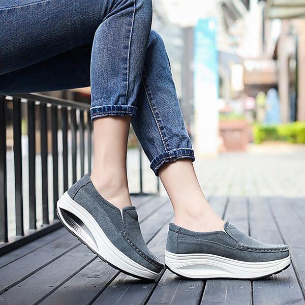 Dames Leren Rocker Sole Casual Loafers