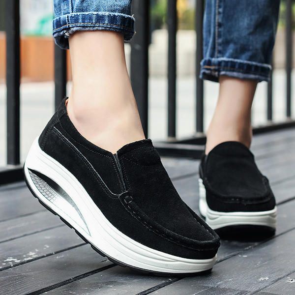 Dames Leren Rocker Sole Casual Loafers