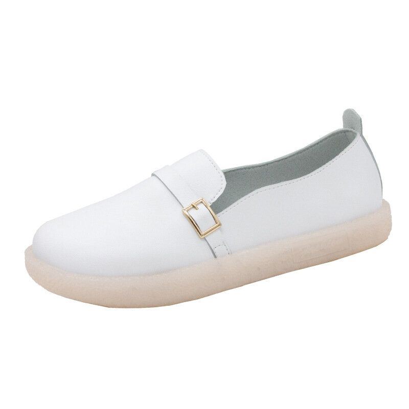 Dames Lichtgewicht Gesp Effen Kleur Zachte Slip On Casual Comfy Flats