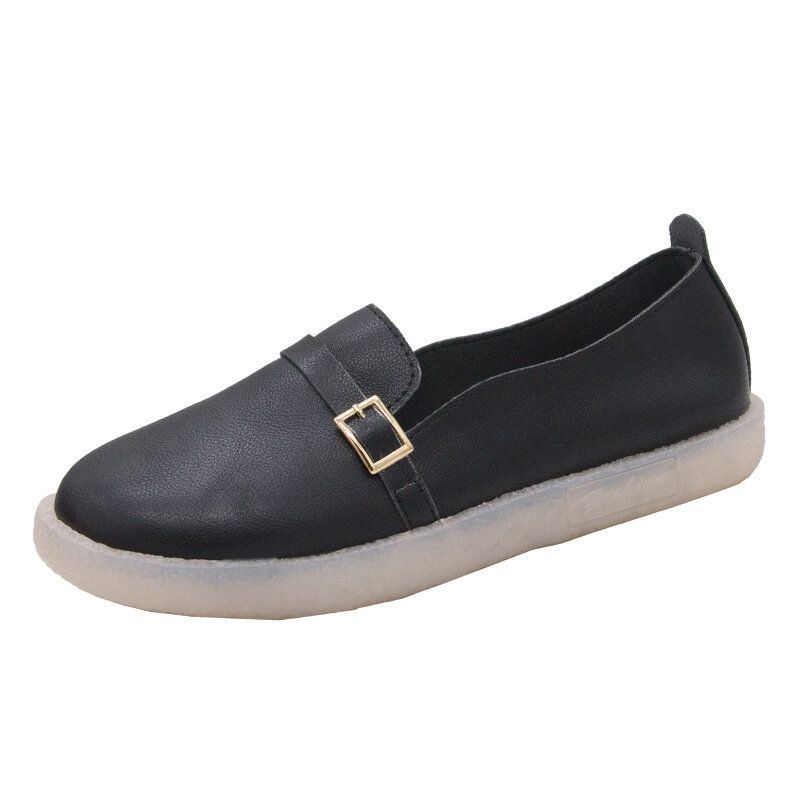 Dames Lichtgewicht Gesp Effen Kleur Zachte Slip On Casual Comfy Flats