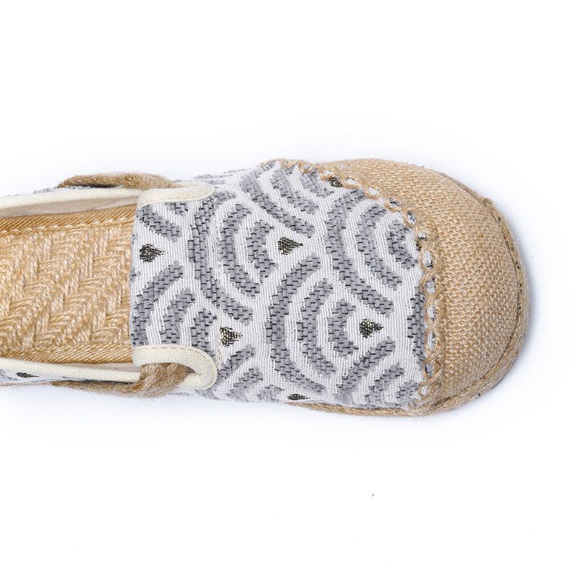 Dames Linnen Comfortabele Draagbare Ronde Neus Casual Espadrille Platte Loafers