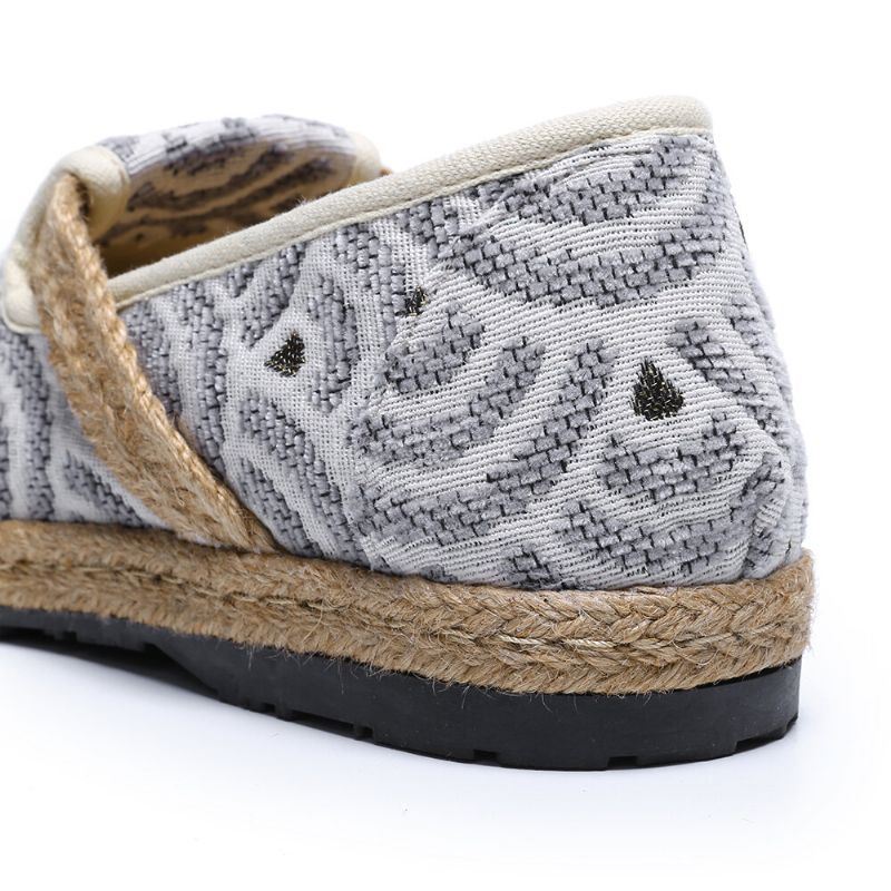 Dames Linnen Comfortabele Draagbare Ronde Neus Casual Espadrille Platte Loafers