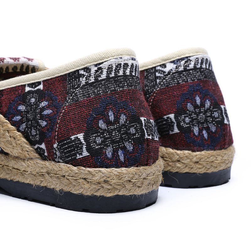 Dames Linnen Stro Patroon Casual Slip Op Espadrille Platte Loafers