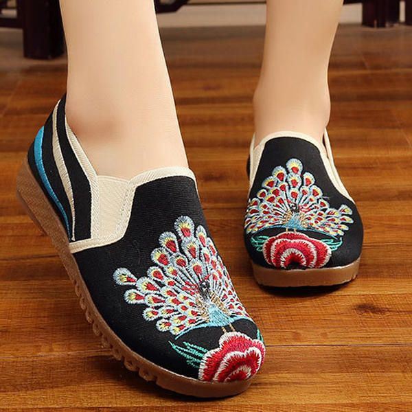 Dames Loafers Bloem Slip Op Comfortabele Platte Casual Schoenen