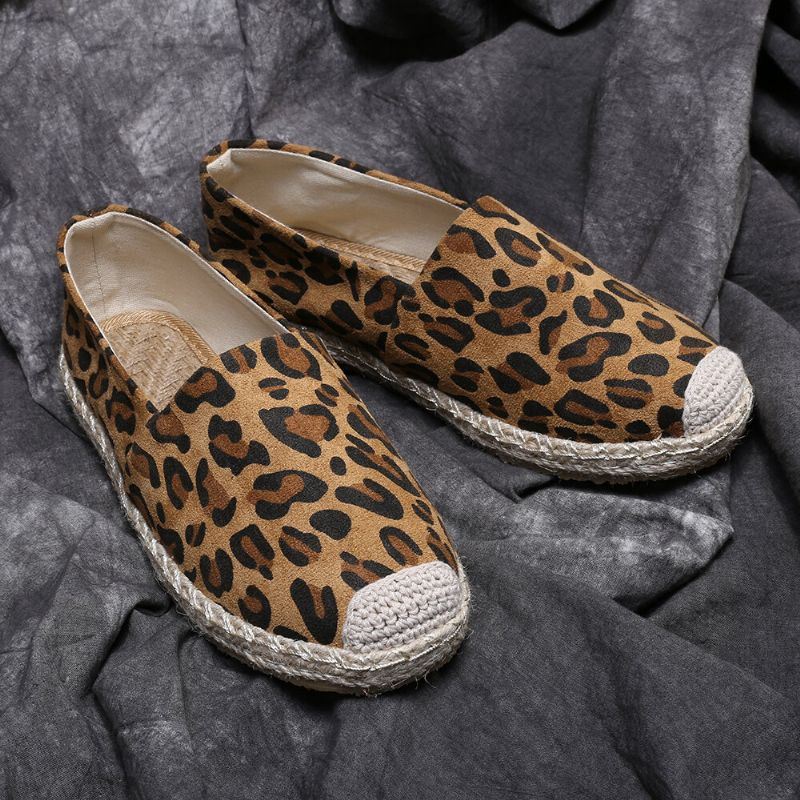 Dames Luipaardprint Comfortabele Lichtgewicht Casual Slip-on Espadrilles