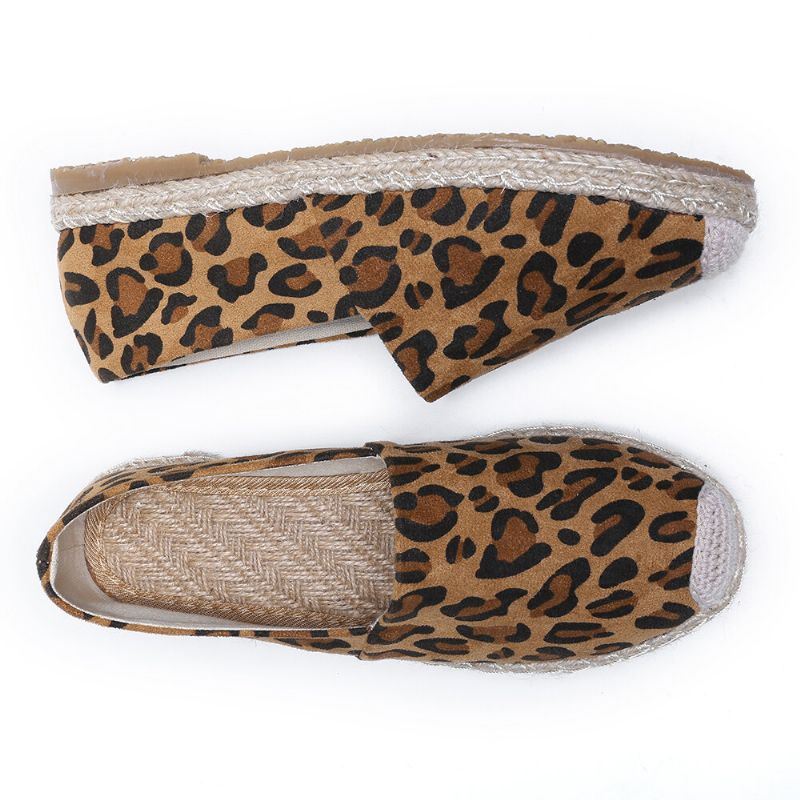 Dames Luipaardprint Comfortabele Lichtgewicht Casual Slip-on Espadrilles