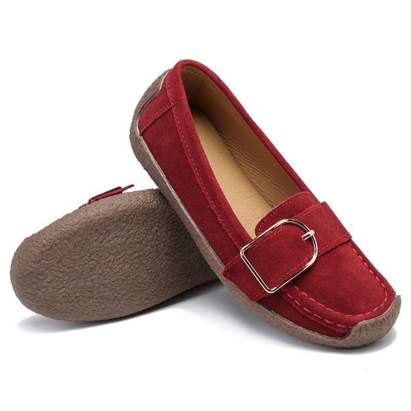 Dames Metal Decor Suede Comfy Antislip Soft Sole Casual Flats Loafers