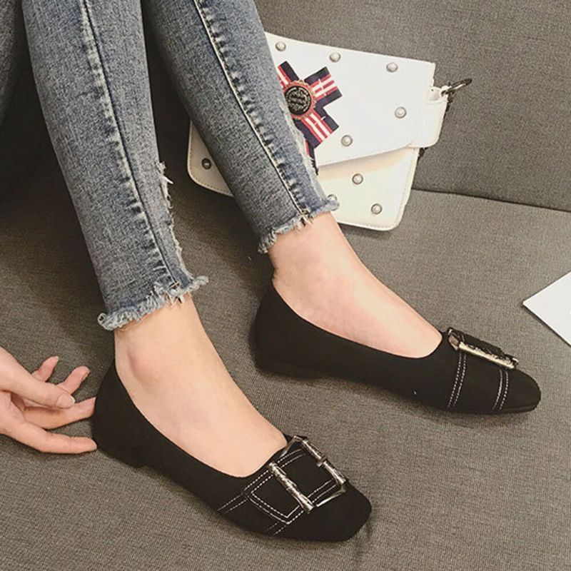 Dames Metalen Decor Effen Kleur Slip Op Flats Loafers