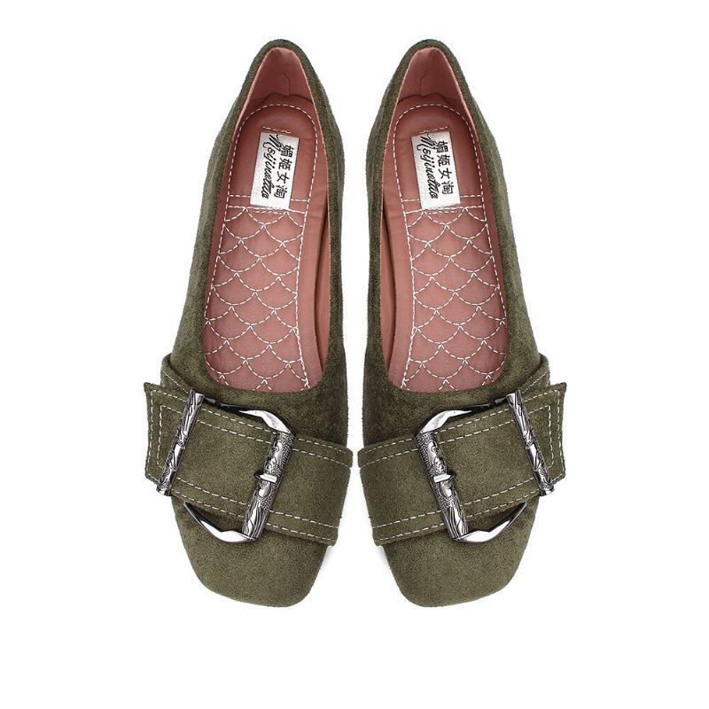 Dames Metalen Decor Effen Kleur Slip Op Flats Loafers