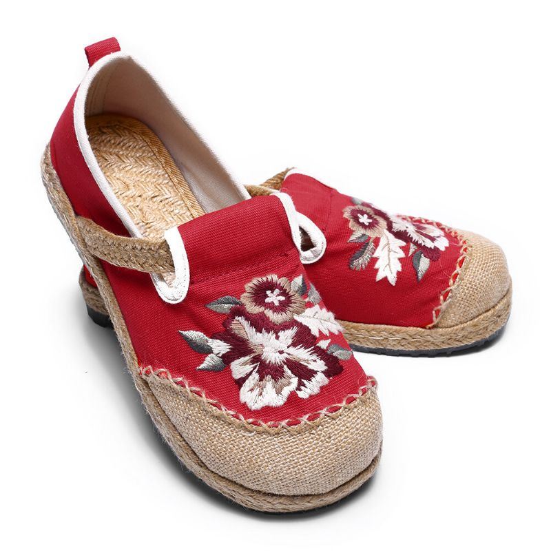 Dames Oude Peking Bloemen Borduurwerk Casual Espadrille Loafers