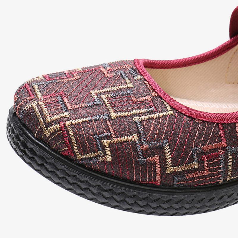 Dames Oude Peking Doek Elastische Slip On Resistente Loafers