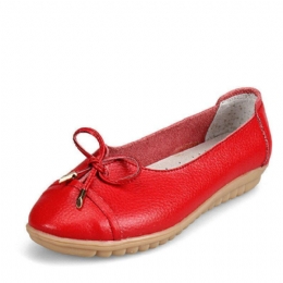 Dames Platte Casual Outdoor Lederen Ronde Neus Zachte Comfortabele Slip Op Flats Schoenen