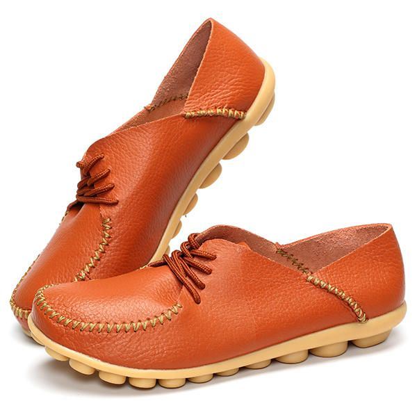 Dames Platte Schoenen Outdoor Veterschoenen Ronde Neus Zachte Comfortabele Casual Loafers